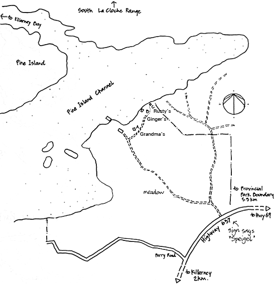 Map of the Lodge showing trails around the 60 acre property